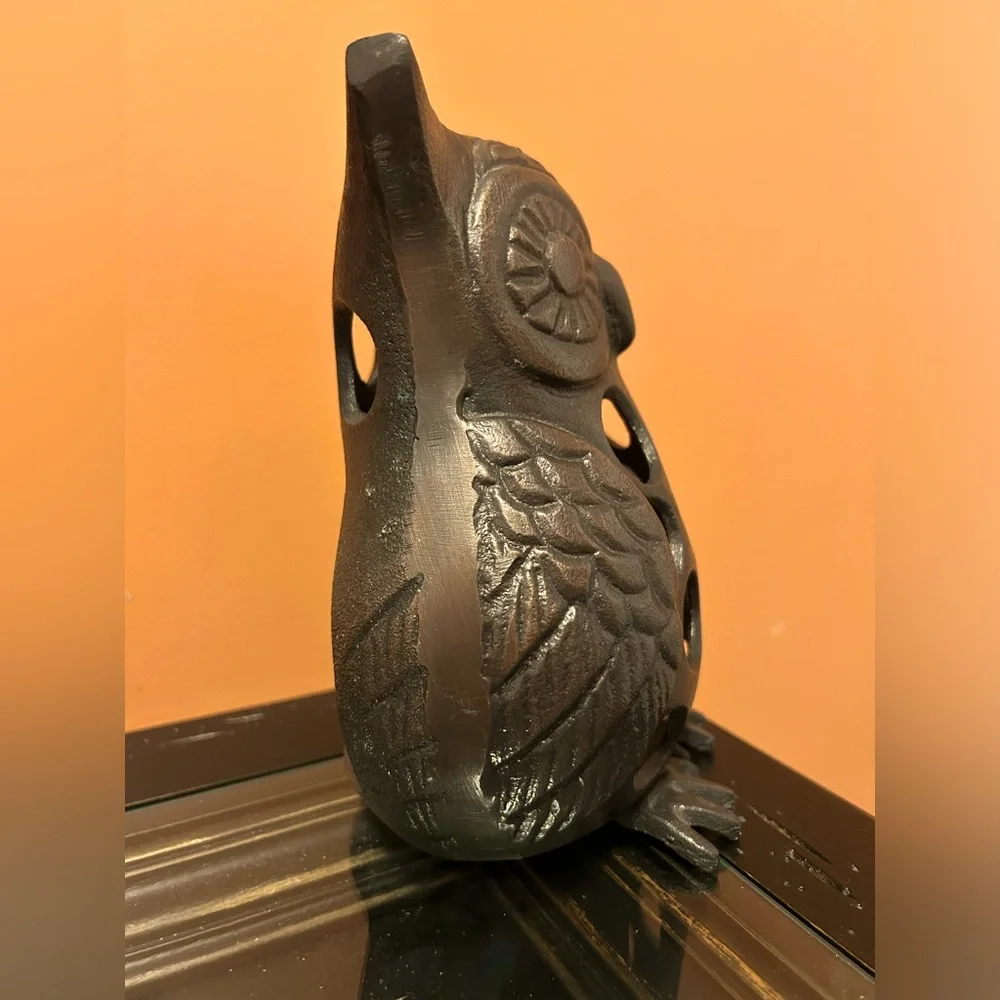 Vintage Cast-Iron Owl Lantern Candle Holder - Picture 3 of 6